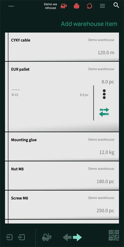 ERIOS Warehouse — app screenshot